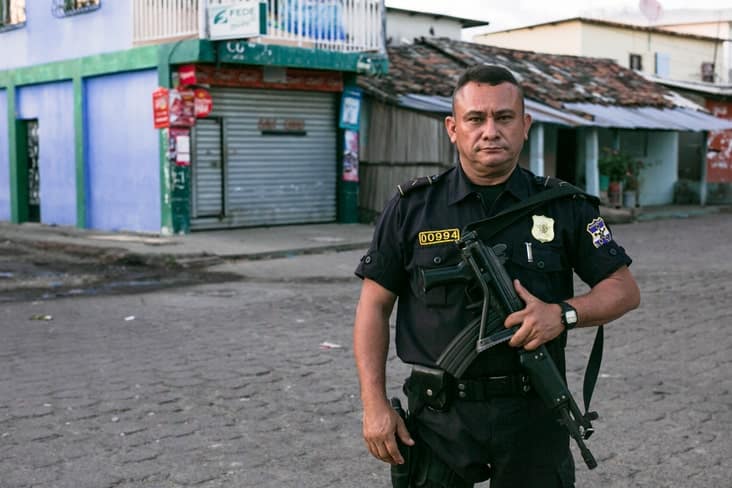 A policeman in El Salvador, the country with highest murder rate