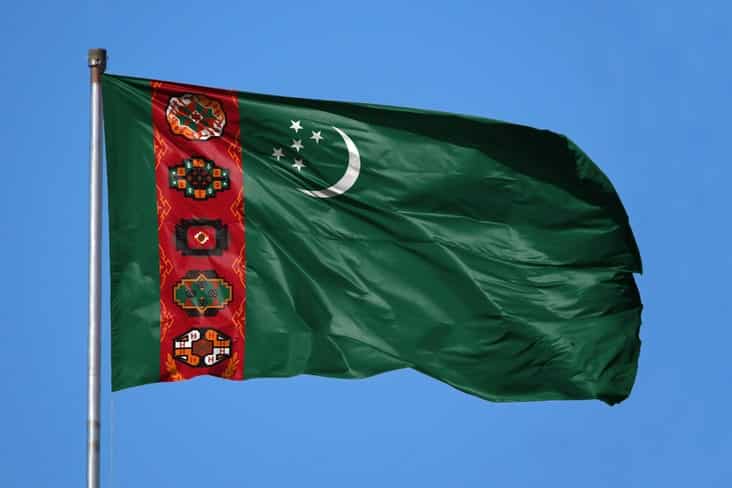 The flag of Turkmenistan 