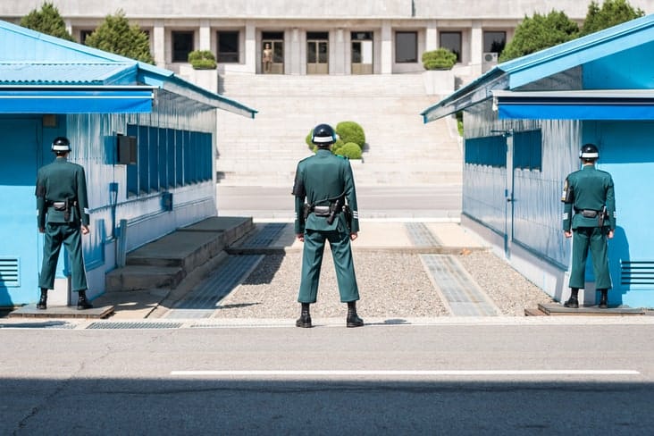 Soldiers at the Demilitarized Zone (DMZ) in North Korea