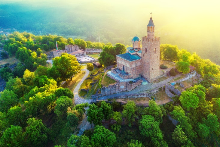 Interesting facts about Bulgaria include its historic monuments like Tsarevets Fortress pictured here