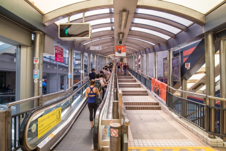 The Central-Mid-Levels Escalator in Hong Kong