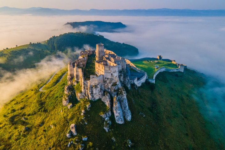 Aerial view of Spiš Castle in Slovakia