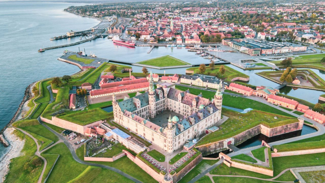 Kronborg castle from above near Copenhagen