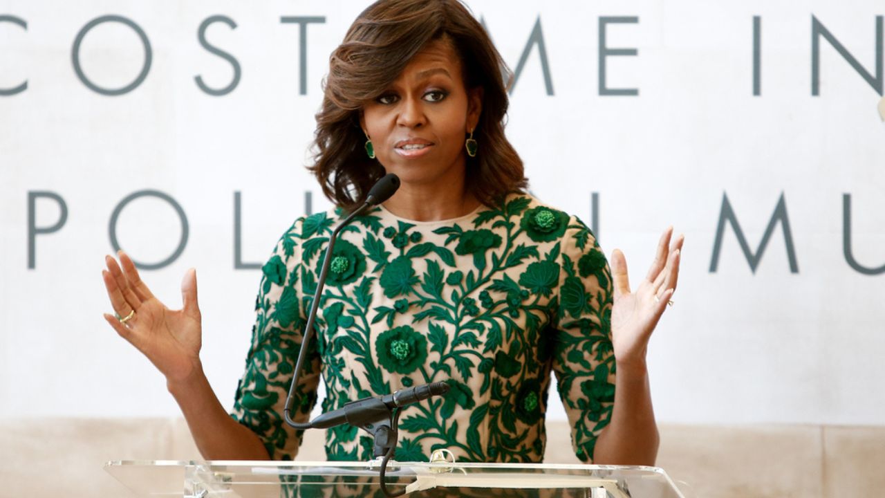 Michelle Obama at ribbon cutting ceremony for Anna Wintour Costume Center Grand Opening