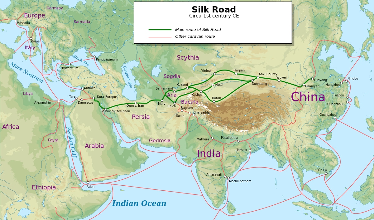 Silk Road in the I century AD en.svg