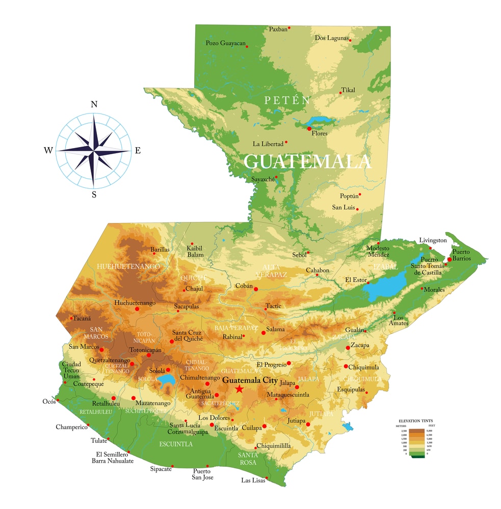 Map of Guatemala with Cities and Regions - The Facts Institute