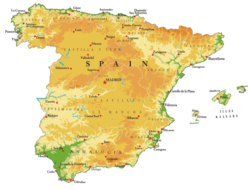 Map Of Spain With Cities And Regions The Facts Institute