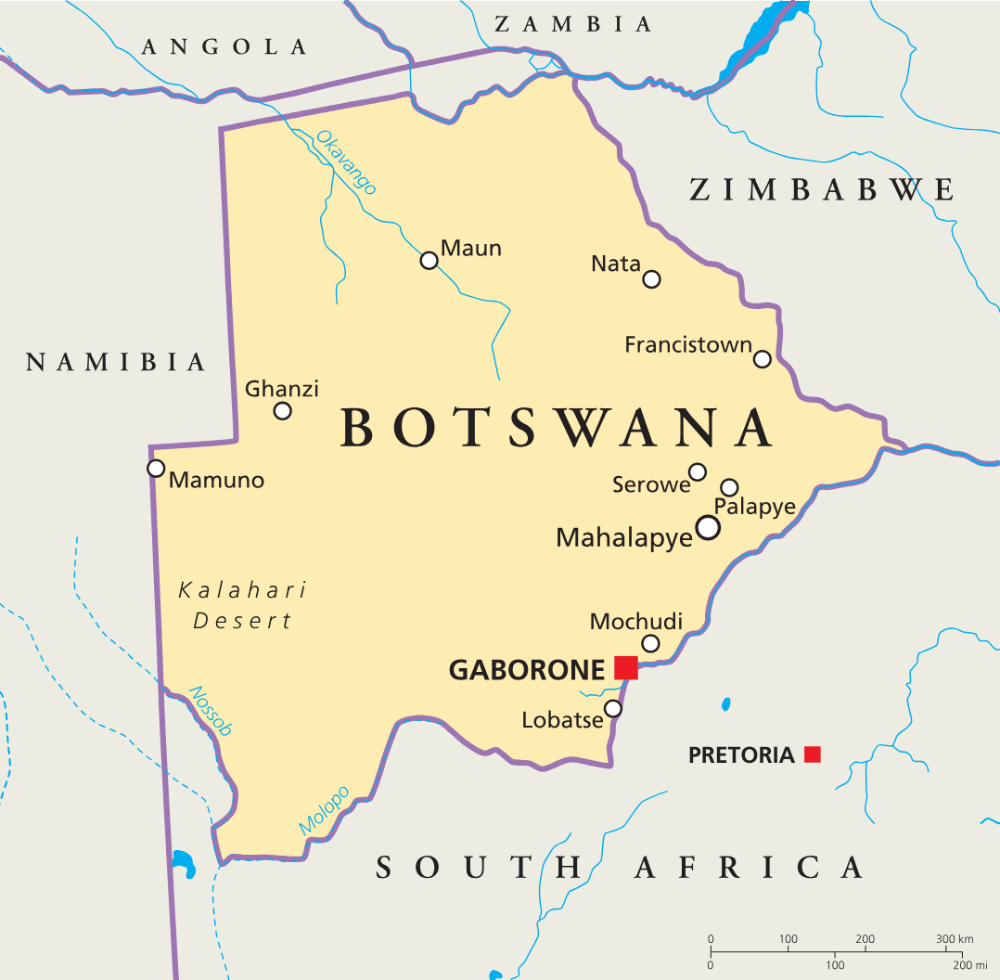 political map of botswana