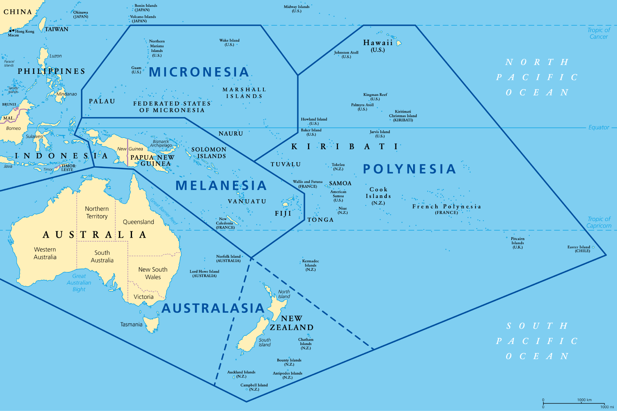 List Of Oceania Countries And Territories