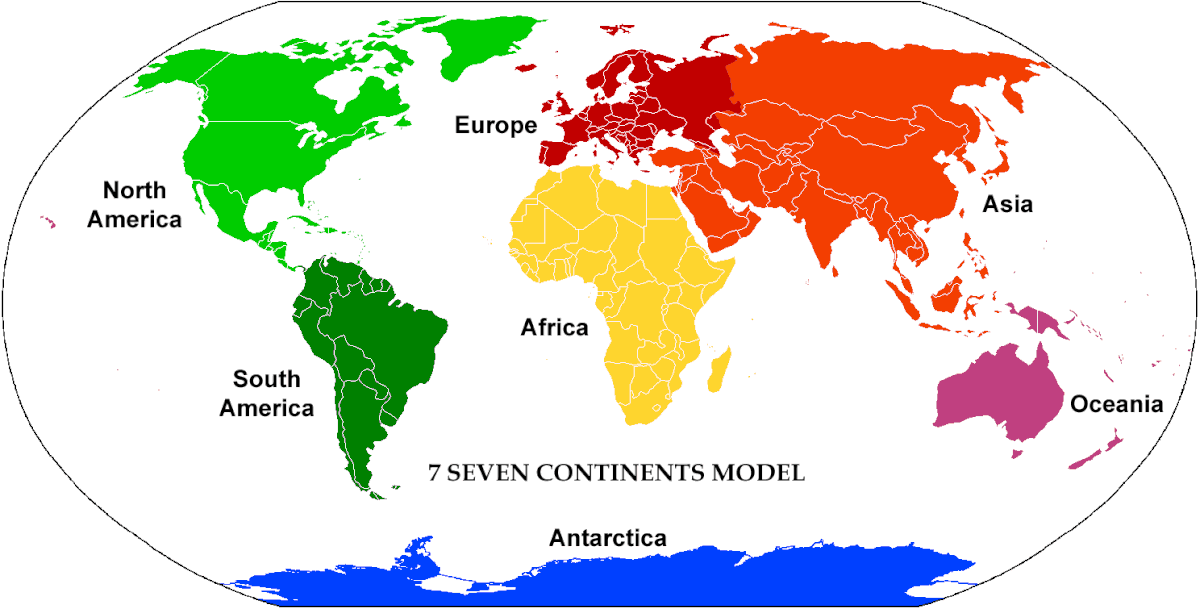 seven continents world map
