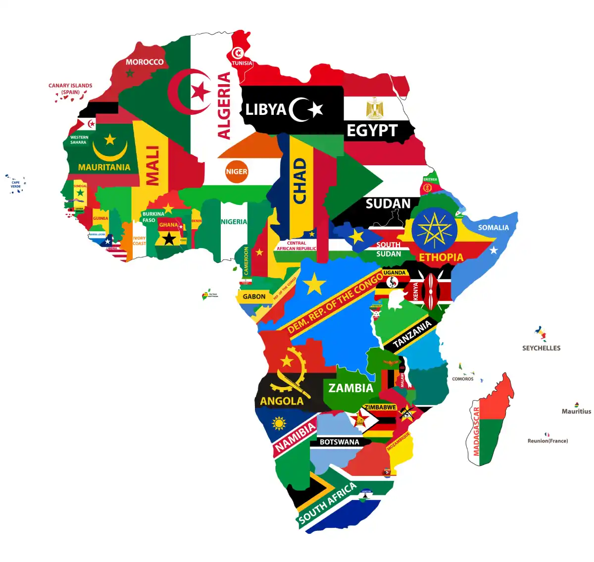 African Continent Country Flags