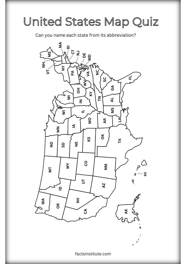 Printable US map with abbreviations