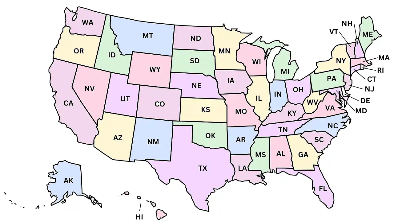 us states named map