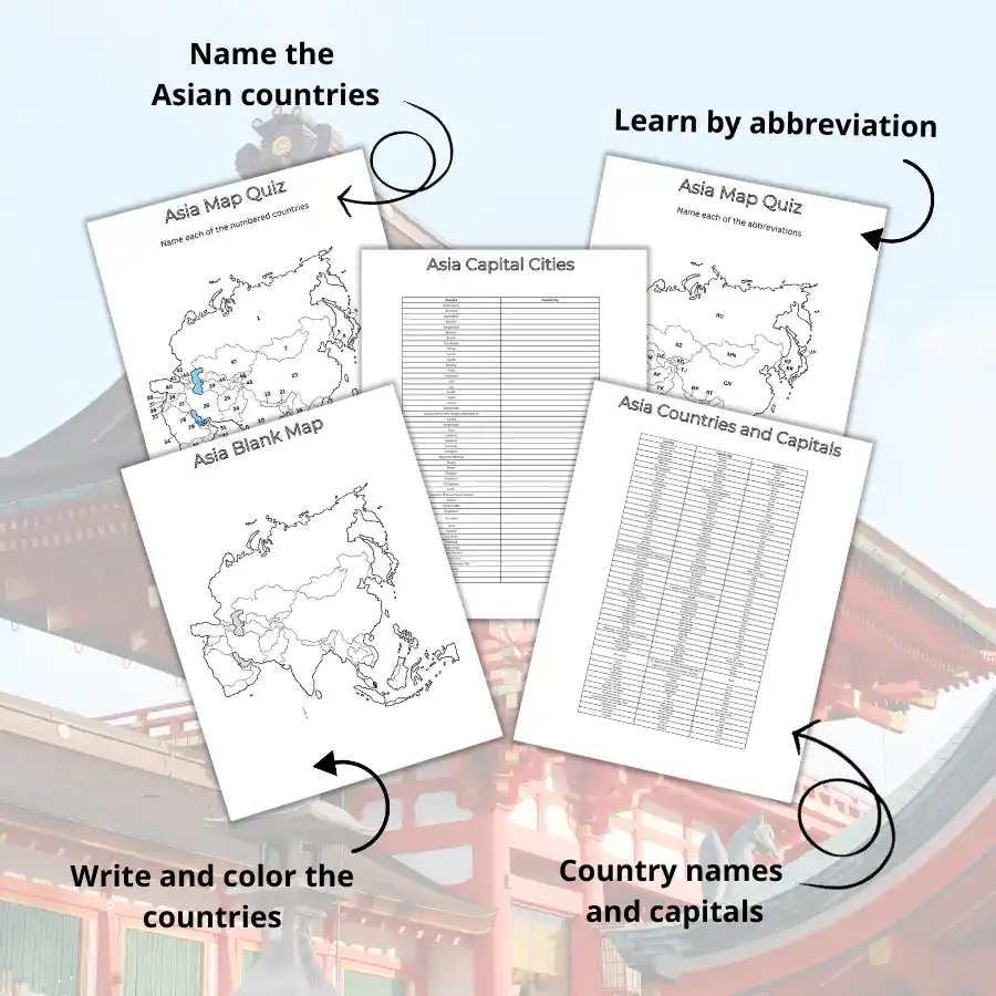 Printable maps of Asia