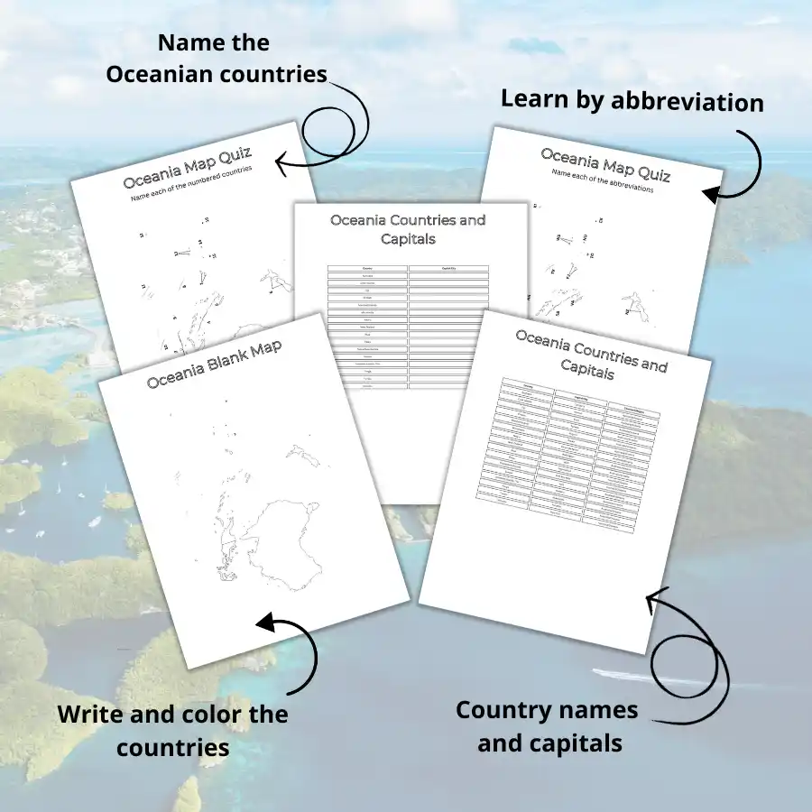 Printable maps of Oceania
