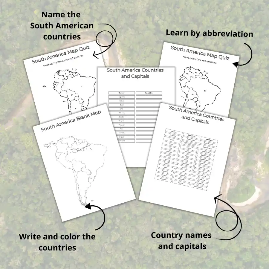 Printable maps of South America