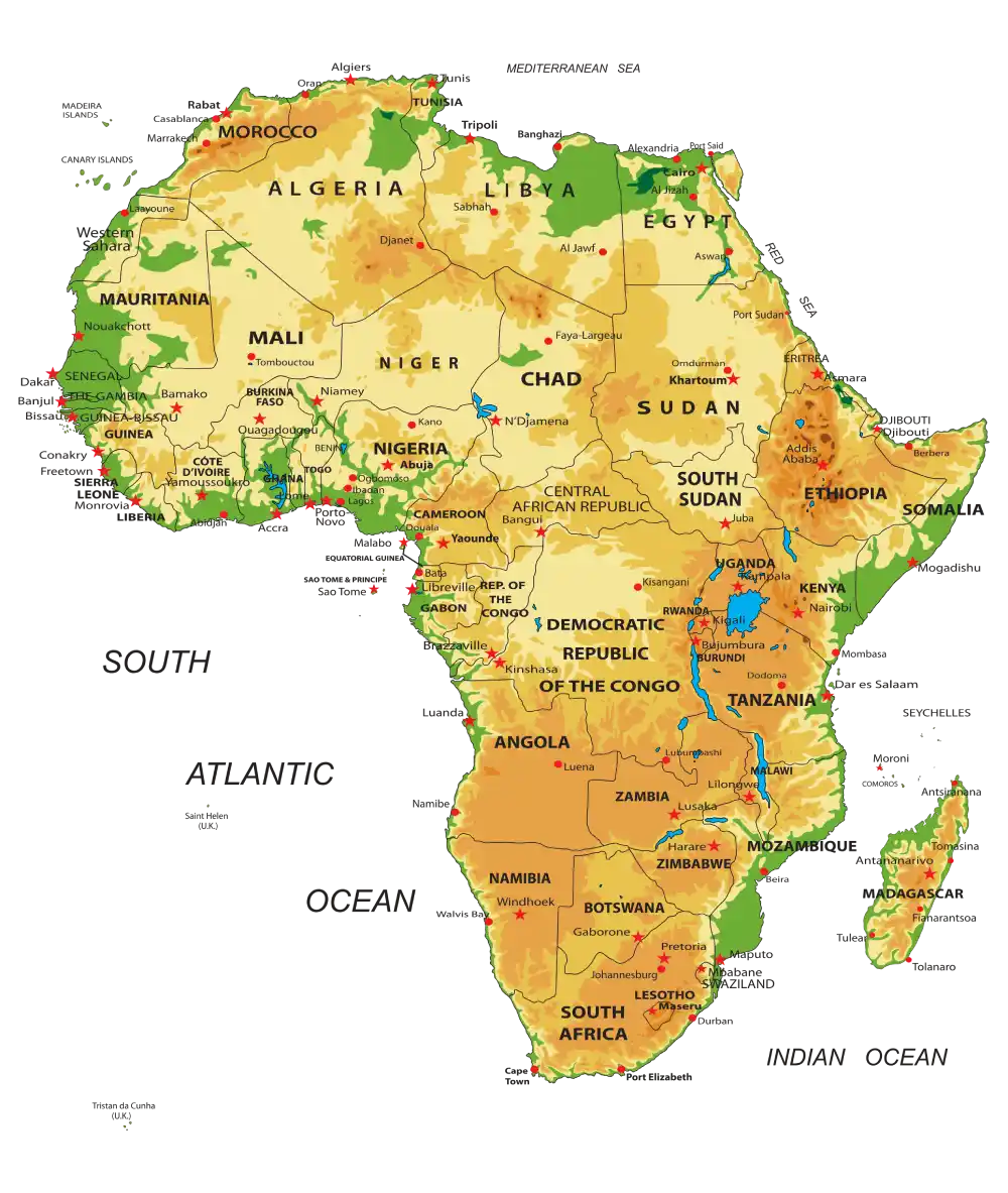 africa relief map