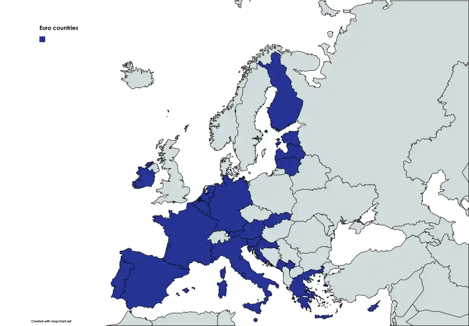 countries that use the euro map