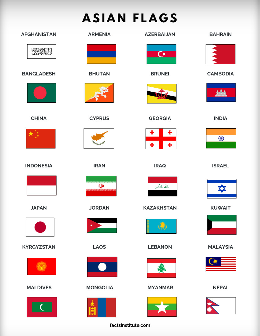 Printable Asian flags