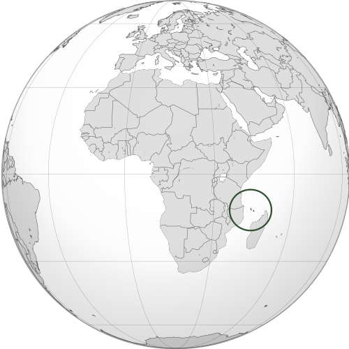 Map showing the location of Comoros in Africa