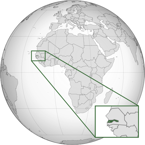 Map showing Gambia's location in Africa