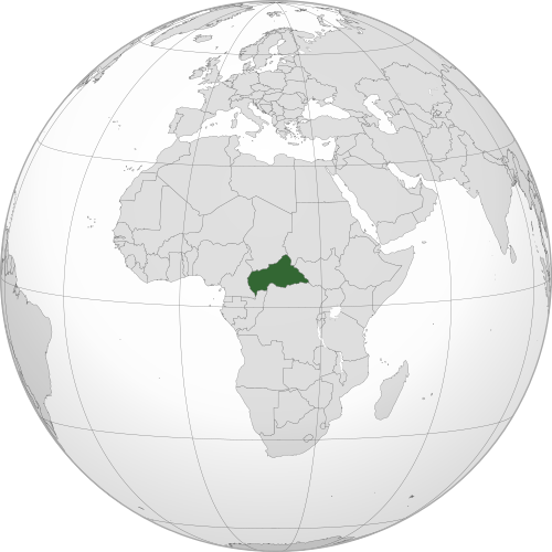 Map showing the Central African Republic’s location in Africa
