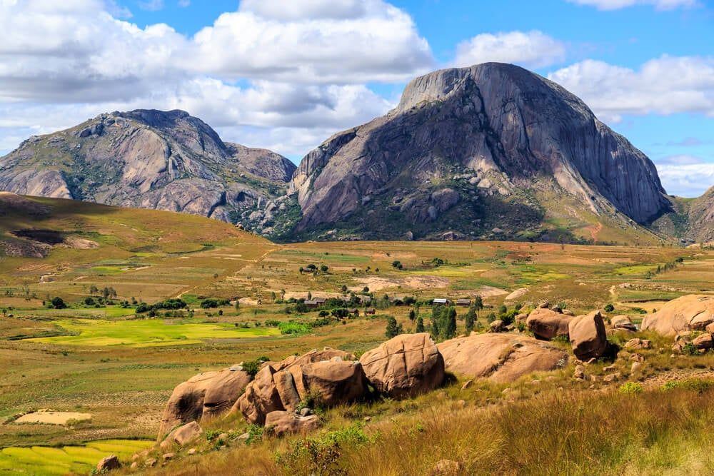 Landscape with rock formation in central Madagascar