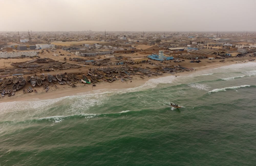Aerial landscape of fishing port of Nouakchott, Mauritania