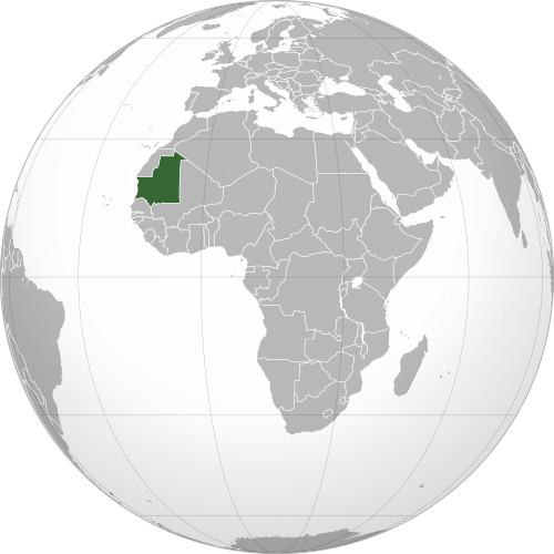 Map showing Mauritania's location in Africa