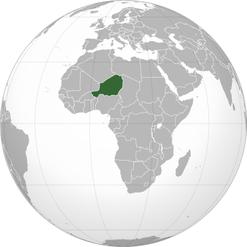 Map showing Niger's location in Africa