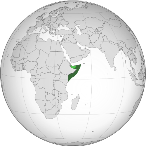 Map showing Somalia's location in Africa