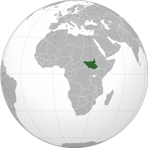 Map showing South Sudan's location in Africa