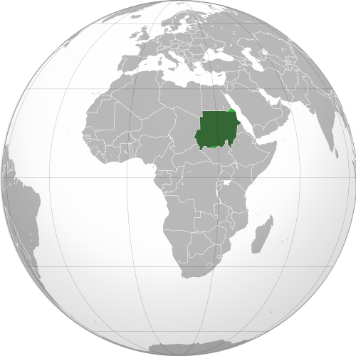 Map showing Sudan's location in Africa