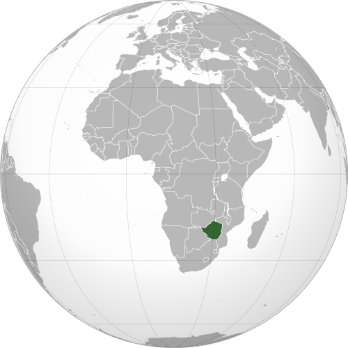Map showing Zimbabwe's location in Africa